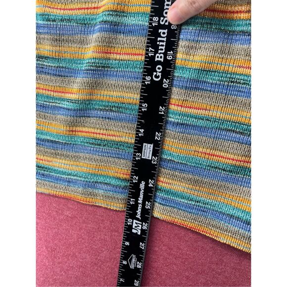 Etcetera Sleeveless Top Striped Knit Zip Up Collared Shirt Blue Orange L - Picture 7 of 7